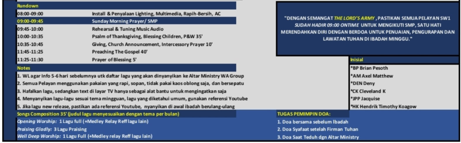Worship Rundown